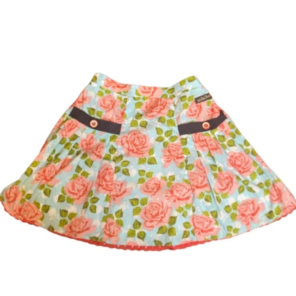 Little Girls Matilda Jane Skirt Size 4 Light Blue with Pink Roses